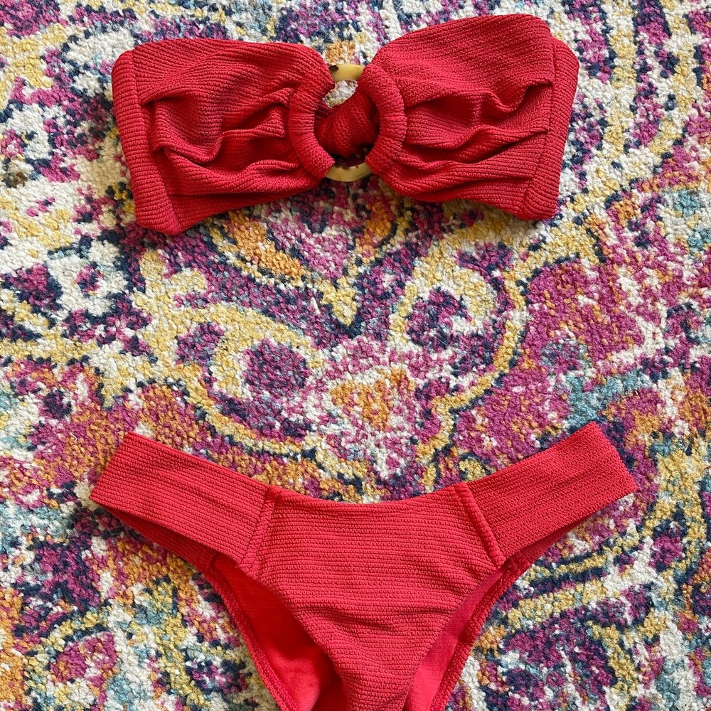 Montce bandeau bikini ribbed red small and medium
